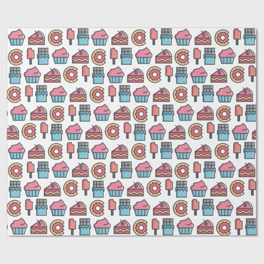 Cute Cakes and Desserts Pattern Cadeaupapier (Vlak)