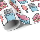 Cute Cakes and Desserts Pattern Cadeaupapier (Rol Hoek)