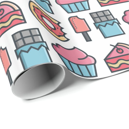 Cute Cakes and Desserts Pattern Cadeaupapier (Rol Hoek)