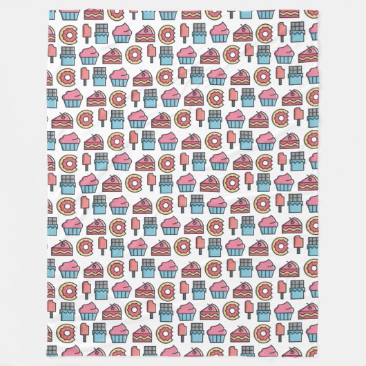 Cute Cakes and Desserts Pattern Fleece Deken (Voorkant)