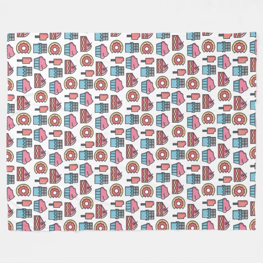 Cute Cakes and Desserts Pattern Fleece Deken (Voorkant (Horizontaal))