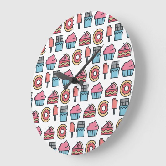 Cute Cakes and Desserts Pattern Grote Klok (Hoek)