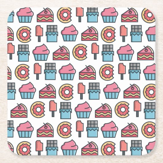 Cute Cakes and Desserts Pattern Kartonnen Onderzetters (Voorkant)