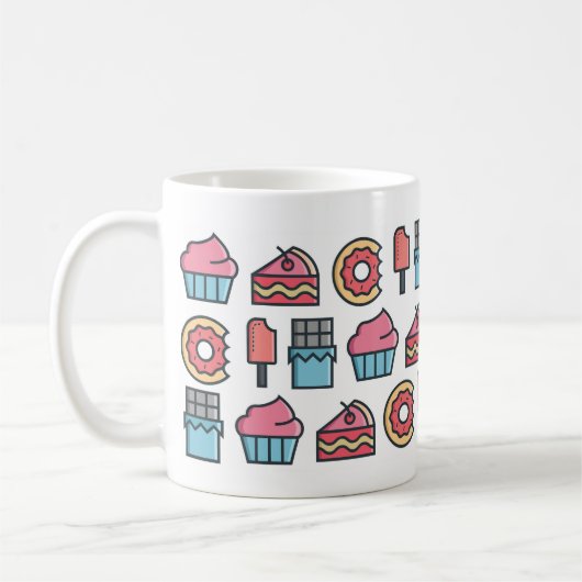 Cute Cakes and Desserts Pattern Koffiemok (Links)