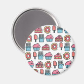 Cute Cakes and Desserts Pattern Magneet (Voorkant / Achterkant)