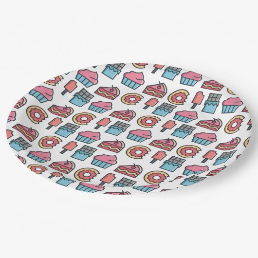 Cute Cakes and Desserts Pattern Papieren Bordje (Gekanteld)