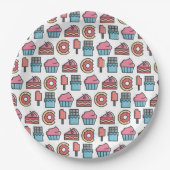 Cute Cakes and Desserts Pattern Papieren Bordje (Voorkant)