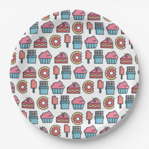 Cute Cakes and Desserts Pattern Papieren Bordje