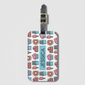 Cute Cakes and Desserts Pattern Personalized Bagagelabel (Voorkant (verticaal))