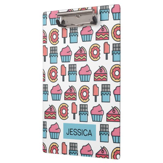 Cute Cakes and Desserts Pattern Personalized Klembord (Links)
