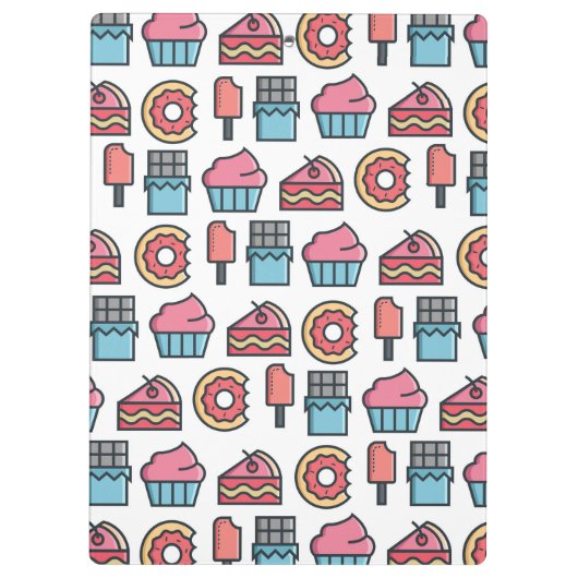 Cute Cakes and Desserts Pattern Personalized Klembord (Achterkant)