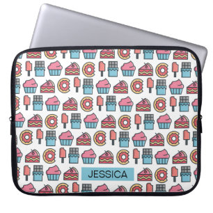 Cute Cakes and Desserts Pattern Personalized Laptop Sleeve
