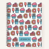 Cute Cakes and Desserts Pattern Personalized Notitieboek (Voorkant)