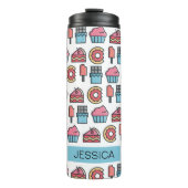 Cute Cakes and Desserts Pattern Personalized Thermosbeker (Voorkant)