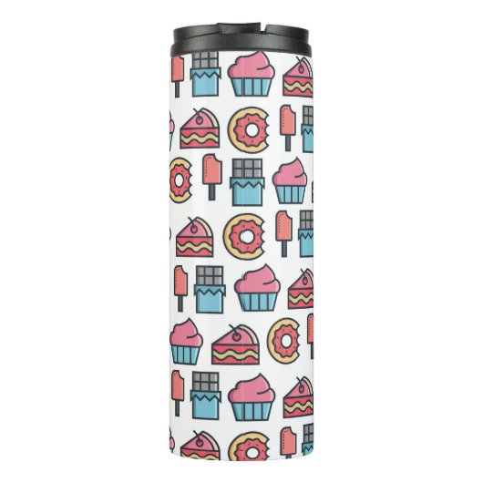 Cute Cakes and Desserts Pattern Personalized Thermosbeker (Achterkant)