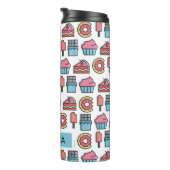 Cute Cakes and Desserts Pattern Personalized Thermosbeker (Geroteerd rechts)