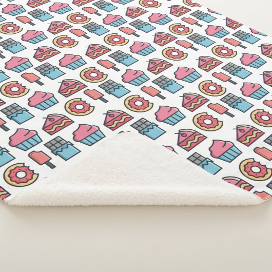 Cute Cakes and Desserts Pattern Sherpa Deken (3/4)