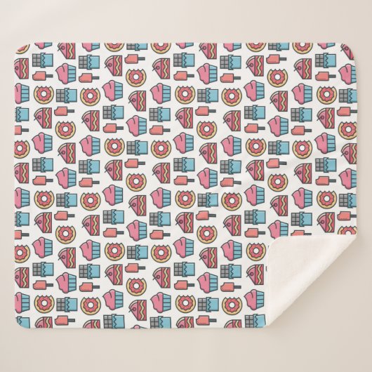 Cute Cakes and Desserts Pattern Sherpa Deken (Voorkant (horizontaal))