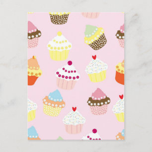 Cute Cakes Dessert Patroon Briefkaart