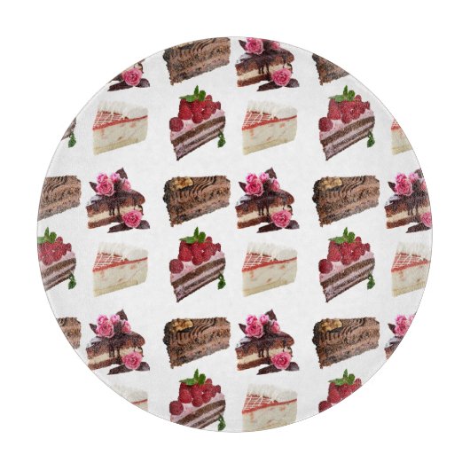 Cute Cakes Lovers Desserts Pattern Quirky Snijplank (Voorkant)