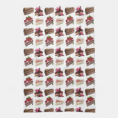 Cute Cakes Lovers Desserts Pattern Theedoek (Verticaal)