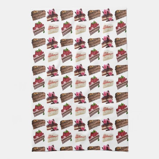 Cute Cakes Lovers Desserts Pattern Theedoek (Verticaal)