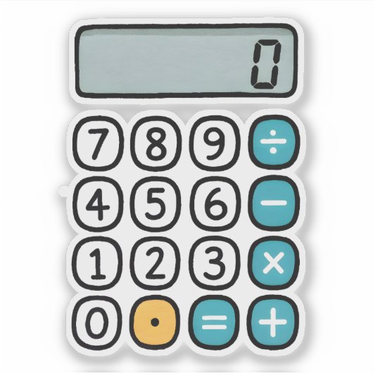 Cute Calculator Math Sticker for School (Voorkant)