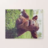 Cute Calf in het grasland Legpuzzel (Horizontaal)