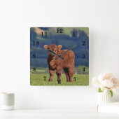 Cute Calf Vierkante Klok (Huis)