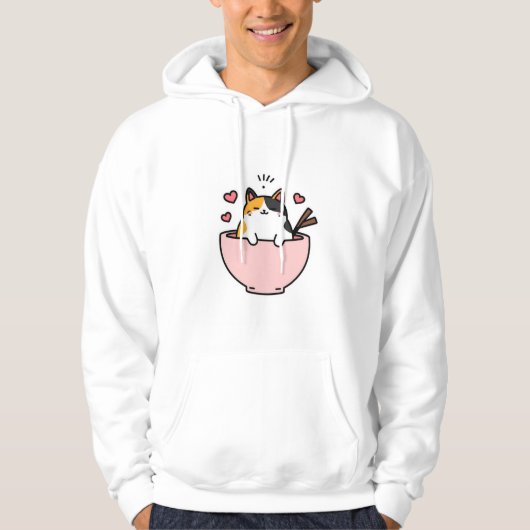 Cute Calico Anime Vector Art Hoodie (Voorkant)