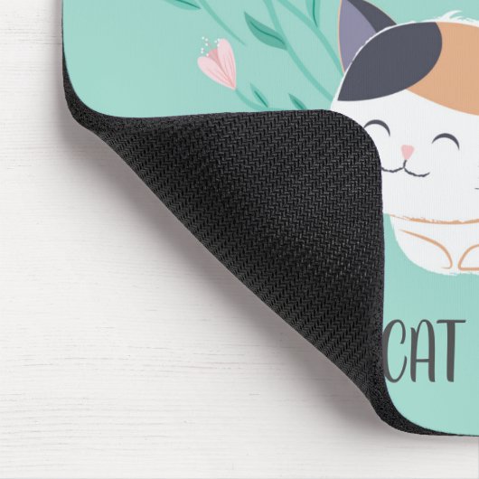 Cute Calico Cat Florals Specialized Mousepad Muismat (Hoek)