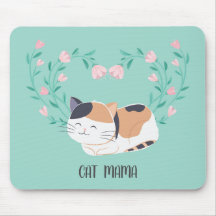 Cute Calico Cat Florals Specialized Mousepad
