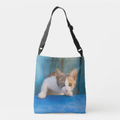 Cute Calico Cat Kitten Funny Curious Eyes Foto - Crossbody Tas (Achterkant)