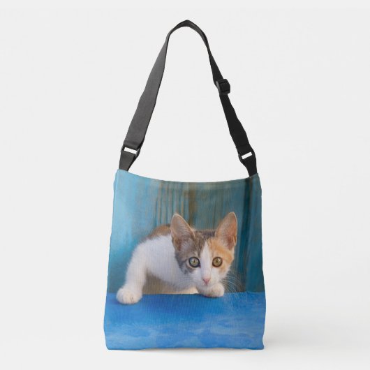 Cute Calico Cat Kitten Funny Curious Eyes Foto - Crossbody Tas (Voorkant)