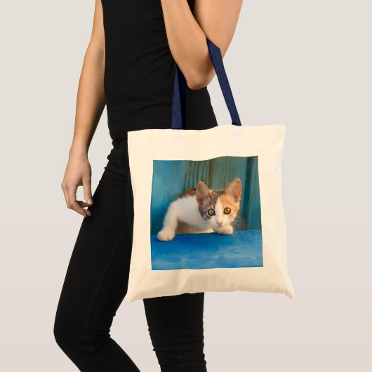 Cute Calico Cat Kitten Funny Curious Eyes Foto - Tote Bag (Voorkant (product))