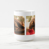 Cute Calico Cat Slaapend onder kerstboom Koffiemok (Center)