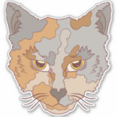 Cute Calico Cat Sticker (Voorkant)