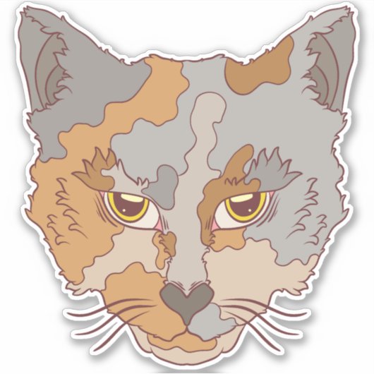 Cute Calico Cat Sticker (Voorkant)