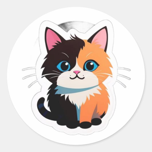 Cute Calico Cat Sticker – Adorable Dual-Tone Kitty (Voorkant)