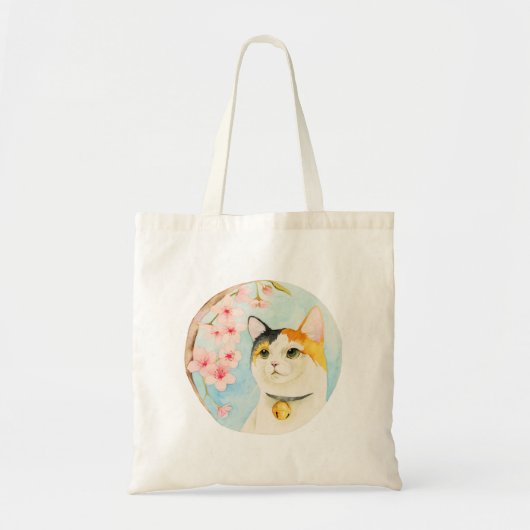 Cute Calico Cat Waterverf Illustratie Tote Bag (Voorkant)