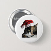 Cute Calico Cat Wearing Santa Hat Ronde Button 5,7 Cm (Voorkant /achterkant)