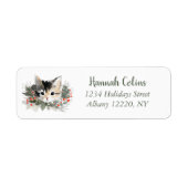 Cute Calico Kitten Winter Holiday Etiket (Voorkant)