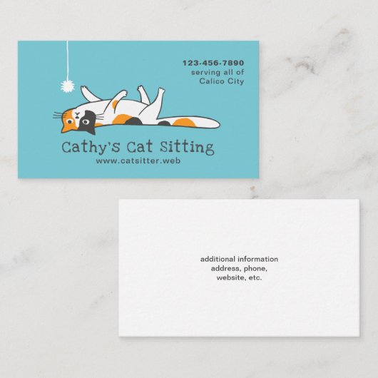 Cute Calico Kitty Cat | Pet Sitting | Dierverzorgi Visitekaartje (Voorkant / Achterkant)