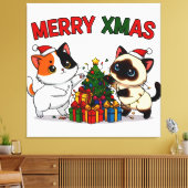Cute Calico & Siamese Kitten Gift Canvas Afdruk (Insitu (Woonkamer))