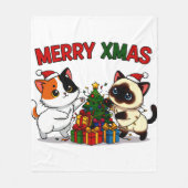 Cute Calico & Siamese Kitten Gift Fleece Deken (Voorkant)