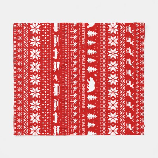 Cute California Kerstfeestay Pattern Xmas Fleece Deken (Voorkant (Horizontaal))