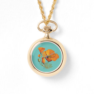 Cute California Poppy Flower  Style Horloge