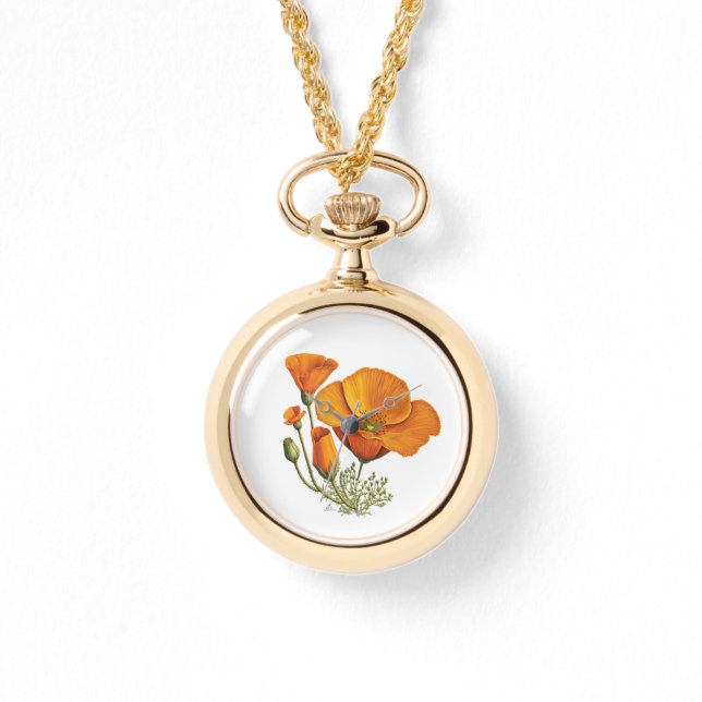 Cute California Poppy Flower  Style Horloge (Voorkant)