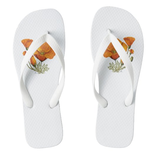 Cute California Poppy Flower  Style Slaps Teenslippers (Voetbed)