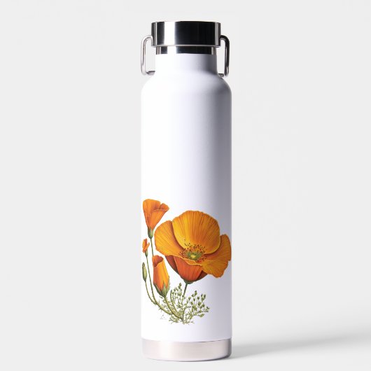 Cute California Poppy Flower  Style Waterfles (Voorkant)